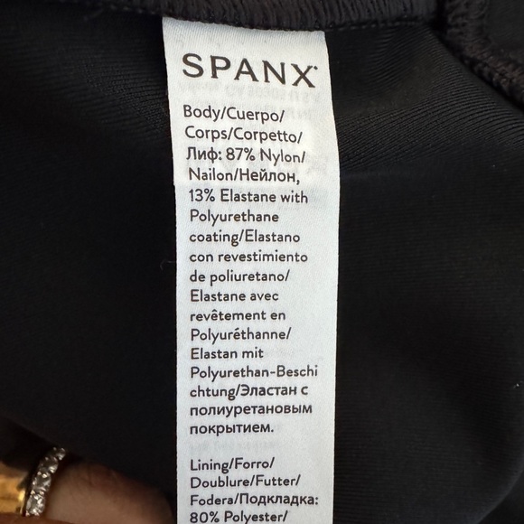 Spanx Faux Leather Stripe Black Metallic Leggings, Size L - Picture 12 of 12